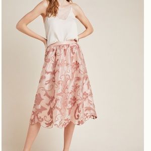 NWT Anthropologie Shannon Embroidered Midi Skirt